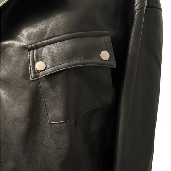 Women’s Dazy faux leather Y2K black zippered lined jacket with pockets Size Med - Picture 4 of 10